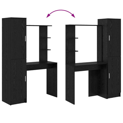 Skrivbord 2 pcs Svart Ek