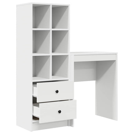 Skrivbord med låda med hylla med lagring 2 pcs Vit