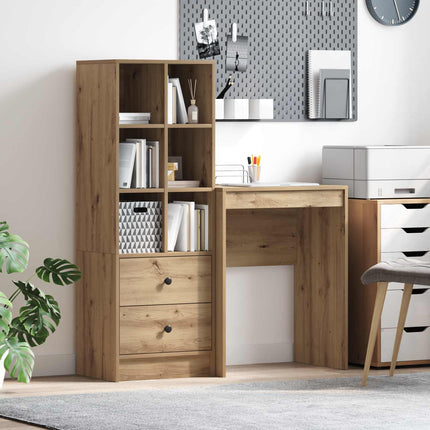Skrivbord med låda med hylla med lagring 2 pcs Artisan Ek