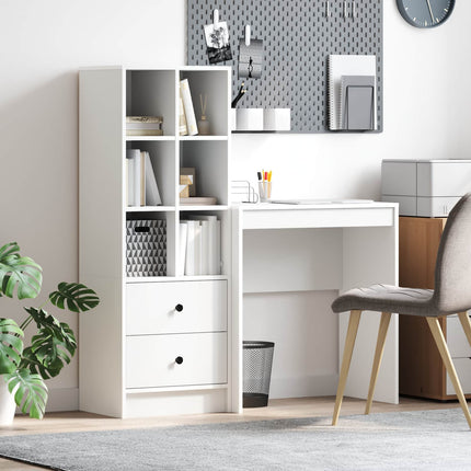 Skrivbord med låda med hylla med lagring 2 pcs Vit