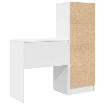 Skrivbord med låda med hylla med lagring 2 pcs Vit