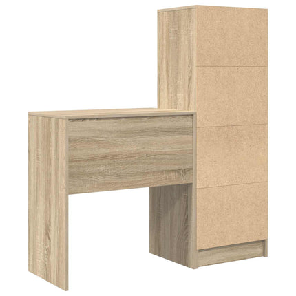 Skrivbord med låda med hylla med lagring 2 pcs Sonoma-ek