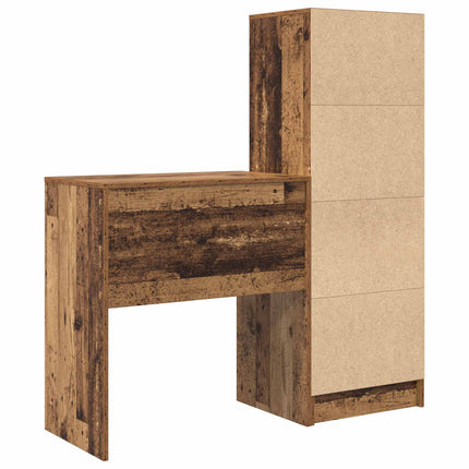 Skrivbord med låda med hylla med lagring 2 pcs Gammalt trä