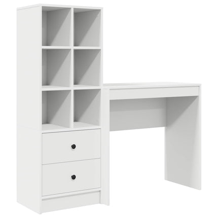 Skrivbord med låda med hylla med lagring 2 pcs Vit