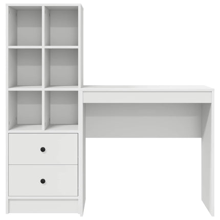 Skrivbord med låda med hylla med lagring 2 pcs Vit