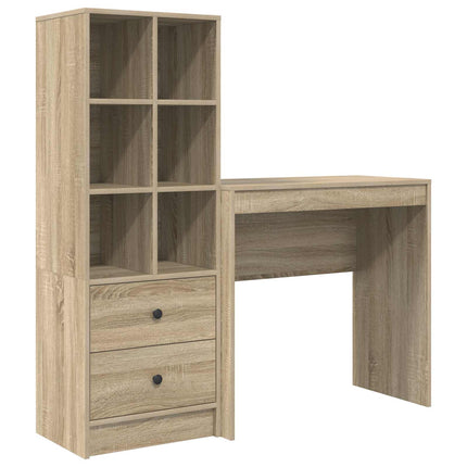 Skrivbord med låda med hylla med lagring 2 pcs Sonoma-ek