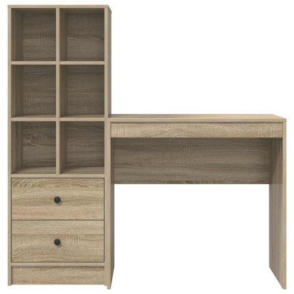 Skrivbord med låda med hylla med lagring 2 pcs Sonoma-ek