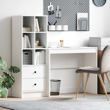Skrivbord med låda med hylla med lagring 2 pcs Vit