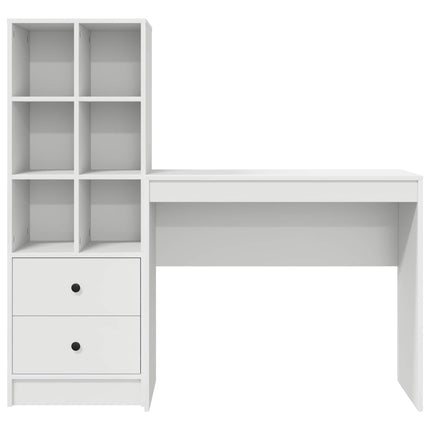 Skrivbord med låda med hylla med lagring 2 pcs Vit