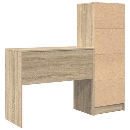 Skrivbord med låda med hylla med lagring 2 pcs Sonoma-ek