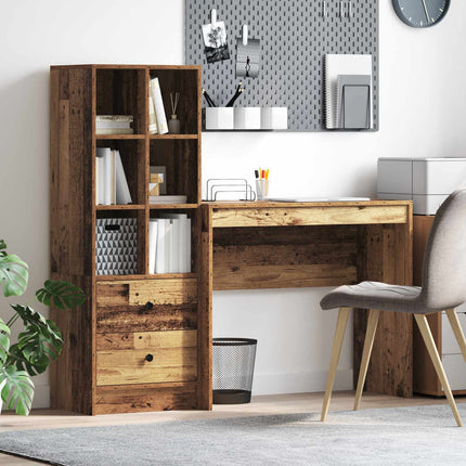 Skrivbord med låda med hylla med lagring 2 pcs Gammalt trä