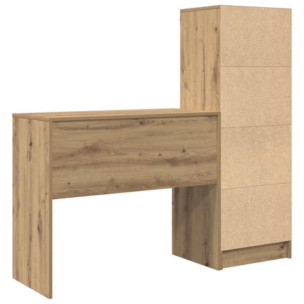 Skrivbord med låda med hylla med lagring 2 pcs Artisan Ek