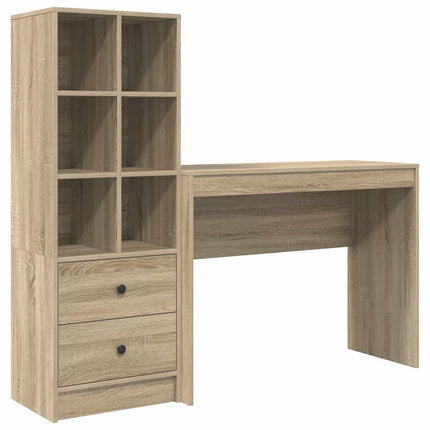 Skrivbord med låda med hylla med lagring 2 pcs Sonoma-ek