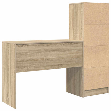 Skrivbord med låda med hylla med lagring 2 pcs Sonoma-ek