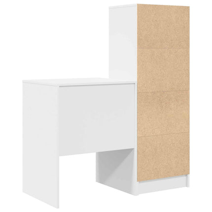 Skrivbord med låda med hylla med lagring 2 pcs Vit