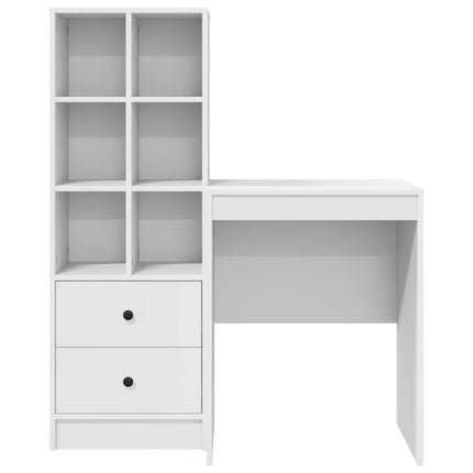 Skrivbord med låda med hylla med lagring 2 pcs Vit