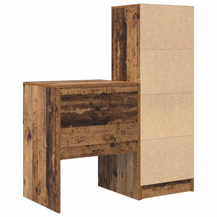 Skrivbord med låda med hylla med lagring 2 pcs Gammalt trä