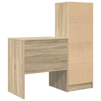 Skrivbord med låda med hylla med lagring 2 pcs Sonoma-ek