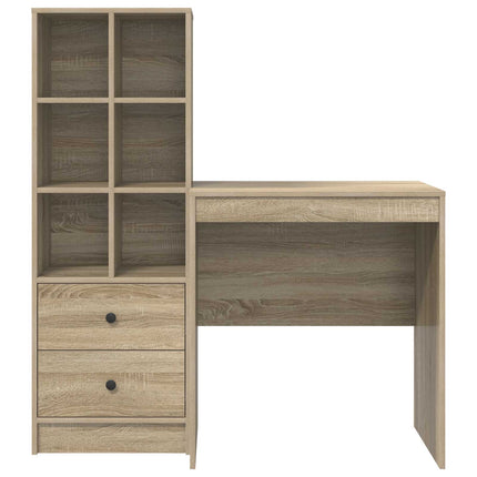 Skrivbord med låda med hylla med lagring 2 pcs Sonoma-ek