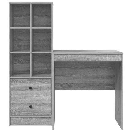 Skrivbord med låda med hylla med lagring 2 pcs Grå Sonoma