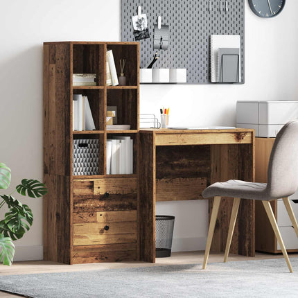 Skrivbord med låda med hylla med lagring 2 pcs Gammalt trä