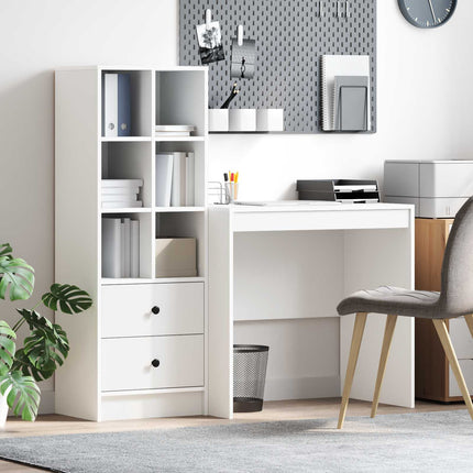 Skrivbord med låda med hylla med lagring 2 pcs Vit