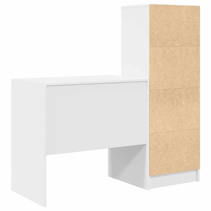 Skrivbord med låda med hylla med lagring 2 pcs Vit