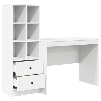 Skrivbord med låda 2 pcs Vit