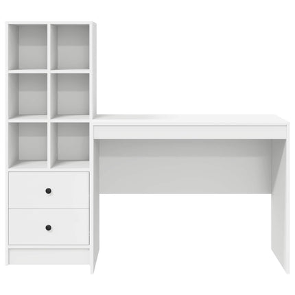 Skrivbord med låda 2 pcs Vit