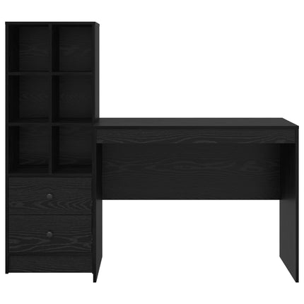 Skrivbord med låda 2 pcs Svart Ek