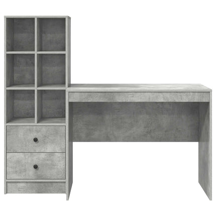 Skrivbord med låda 2 pcs Betonggrå