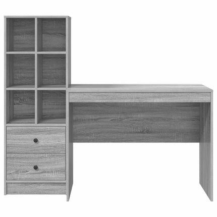 Skrivbord med låda 2 pcs Grå Sonoma