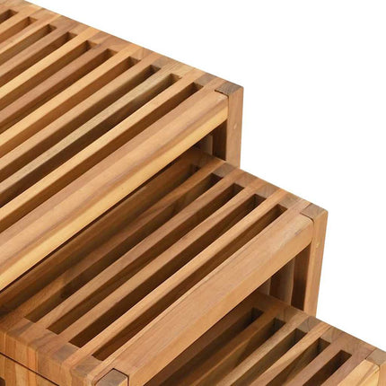 Trädgårds Sidobord 3 pcs Brun 33 x 44,5 x 51 cm Massivt teakträ