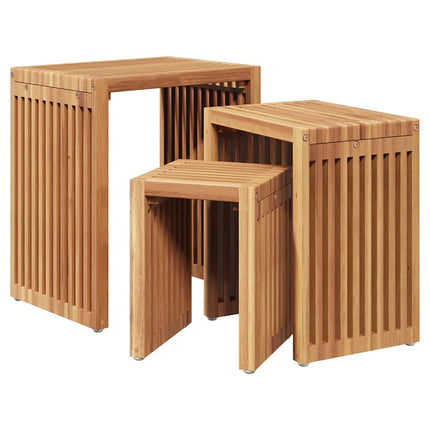 Trädgårds Sidobord 3 pcs Brun 33 x 44,5 x 51 cm Massivt teakträ