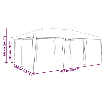 Partytält Vit 600 x 400 x 266 cm Polyeten och Stål