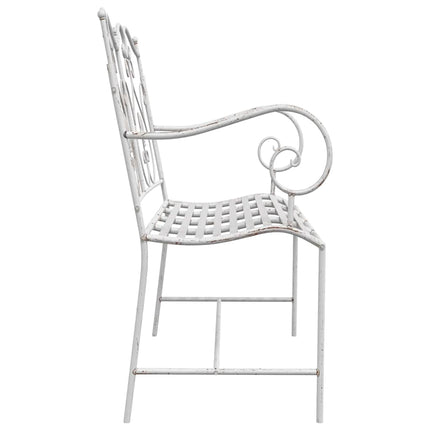 Trädgårdsbänk Antik vit 104 x 54 x 93 cm Stål