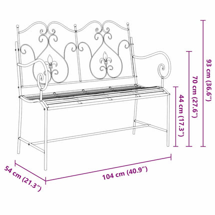Trädgårdsbänk Antik vit 104 x 54 x 93 cm Stål
