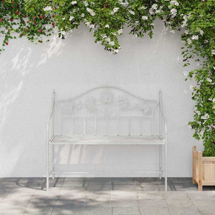 Trädgårdsbänk Antik vit 104 x 52,5 x 89 cm Stål