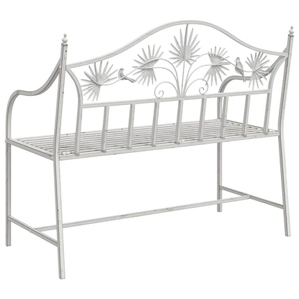 Trädgårdsbänk Antik vit 104 x 52,5 x 89 cm Stål