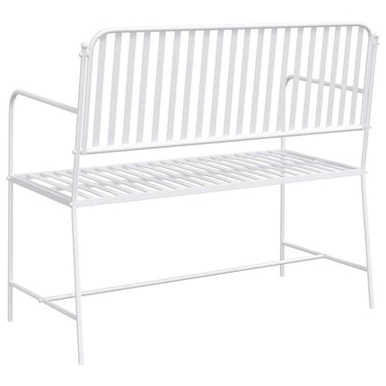 Trädgårdsbänk Enkel Vit 103,5 x 51,5 x 90 cm Stål