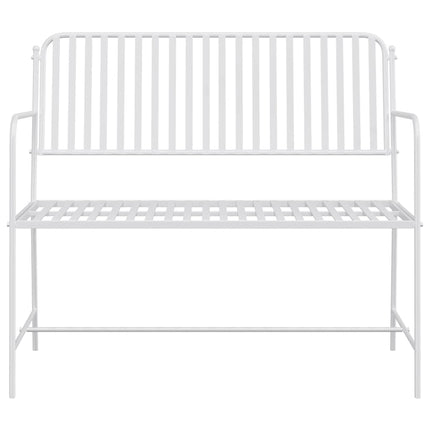 Trädgårdsbänk Enkel Vit 103,5 x 51,5 x 90 cm Stål