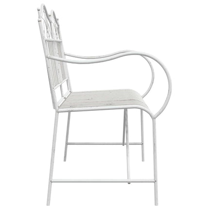 Trädgårdsbänk Antik vit 103,5 x 59 x 89 cm Stål