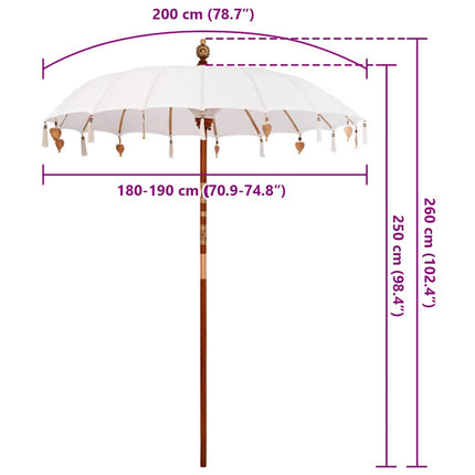 Balinesisk Parasol Kräm 190 x 190 x 260 cm Bomull