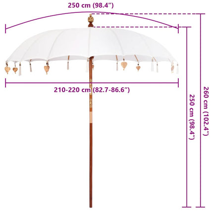 Balinesisk Parasol Kräm 220 x 220 x 260 cm Bomull