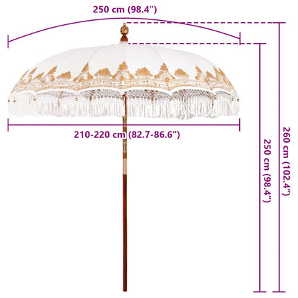 Balinesisk Parasol Kräm 215 x 215 x 260 cm Bomull