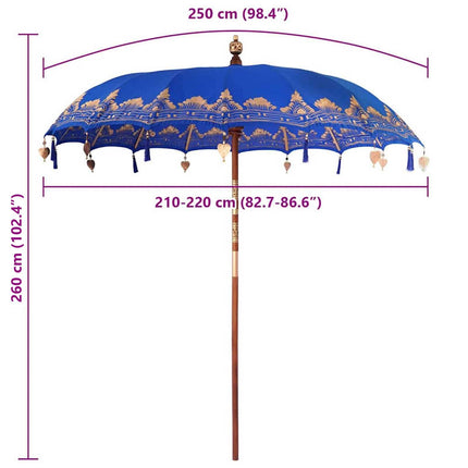 Balinesisk Parasol Blå 215 x 215 x 260 cm Bomull