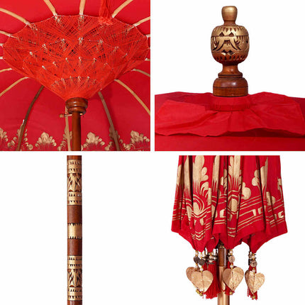 Balinesisk Parasol Röd 185 x 185 x 260 cm Bomull