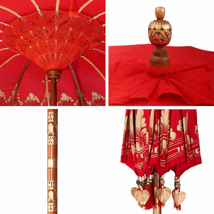 Balinesisk Parasol Röd 215 x 215 x 260 cm Bomull