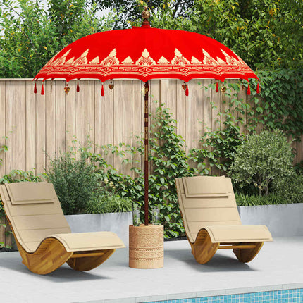 Balinesisk Parasol Röd 215 x 215 x 260 cm Bomull