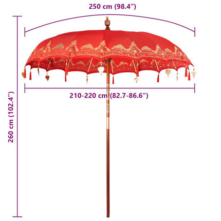 Balinesisk Parasol Röd 215 x 215 x 260 cm Bomull